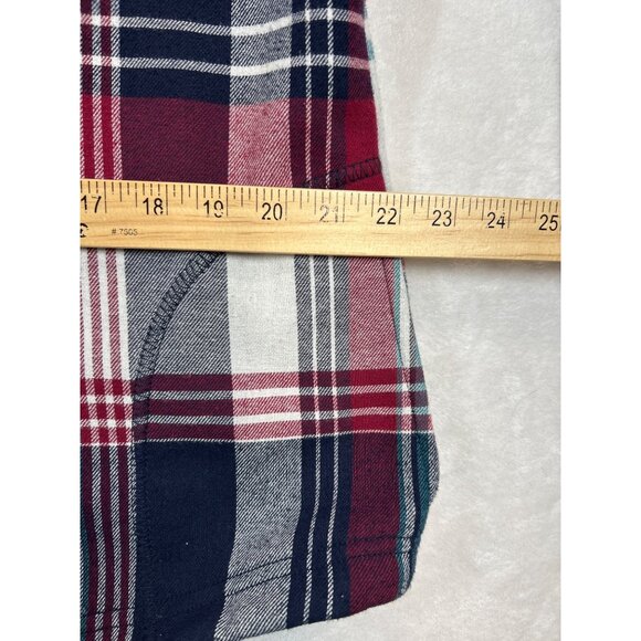 Orvis Flannel Shirt Womens Large Blue Red Plaid Shacket Lined - Picture 9 of 10